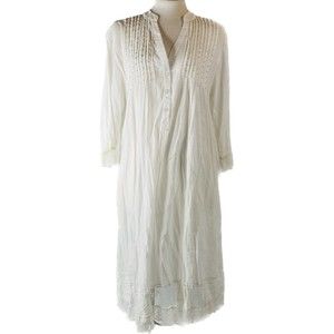 Soft Surroundings Sz M White Embroidered Night Gown